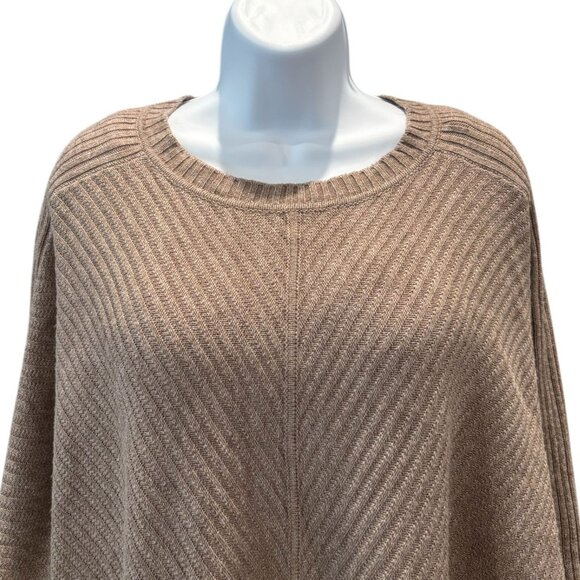 Worthington Ribbed Knit Oversized Sweater L Beige Dolman Sleeves Cozy Fall Vibes - Picture 4 of 7